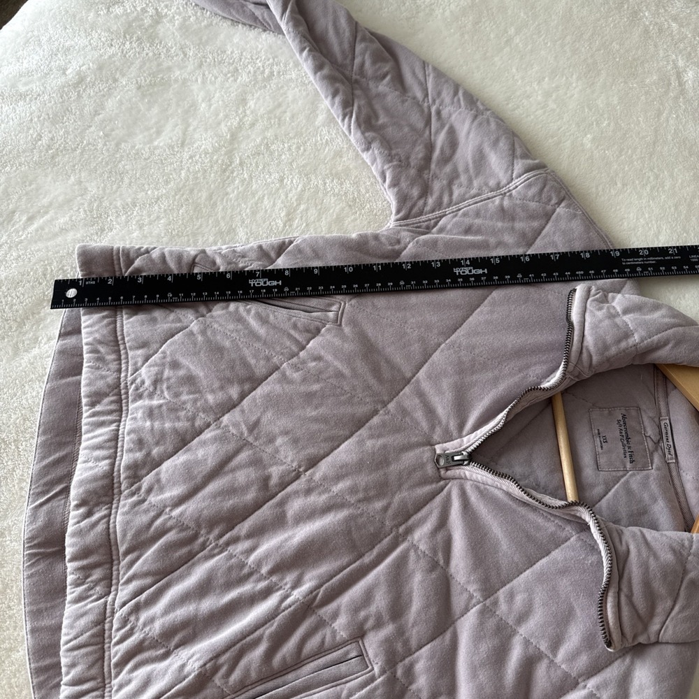Abercrombie & Fitch Sweatshirt XXS Quilted Dusty Purple 1/4 Zip Pullover Crop - Picture 8 of 9